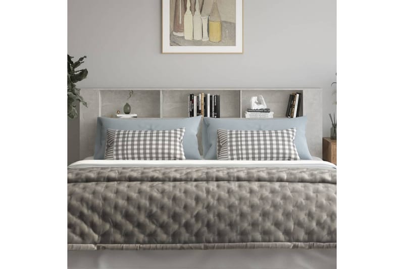 beBasic Sänggavel med förvaring betonggrå 220x18,5x104,5 cm - Grey - Sänggavel