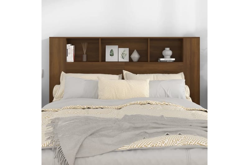 beBasic Sänggavel med förvaring brun ek 160x18,5x104,5 cm - Brown - Sänggavel