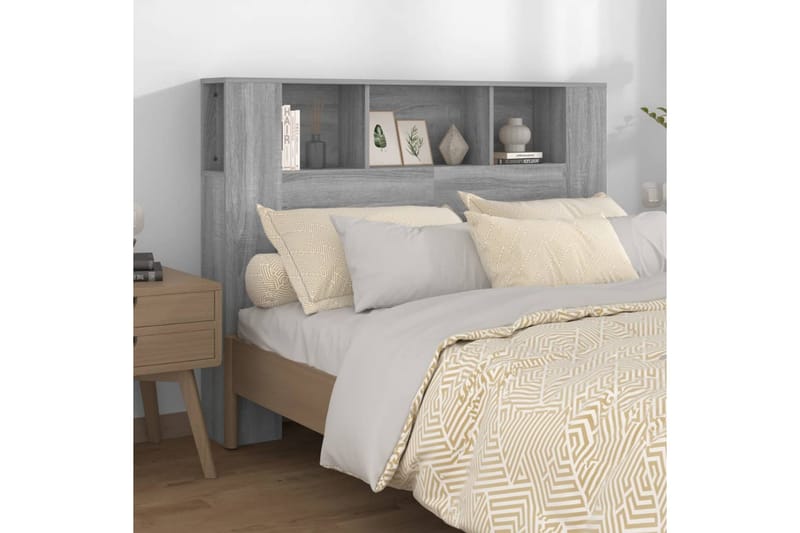 beBasic Sänggavel med förvaring grå sonoma 140x18,5x104,5 cm - Grey - Sänggavel
