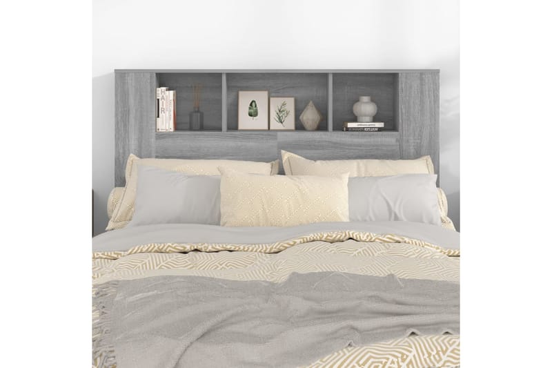 beBasic Sänggavel med förvaring grå sonoma 140x18,5x104,5 cm - Grey - Sänggavel