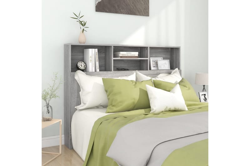 beBasic Sänggavel med förvaring grå sonoma 140x19x103,5 cm - Grey - Sänggavel