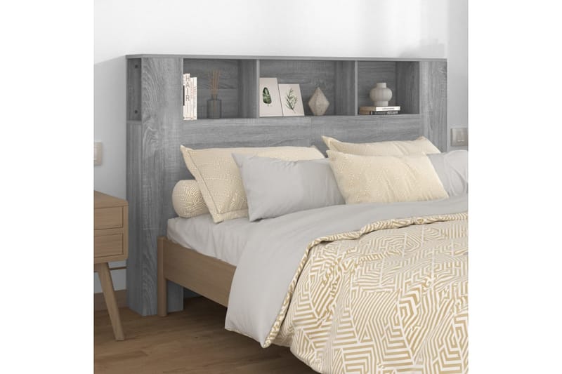 beBasic Sänggavel med förvaring grå sonoma 160x18,5x104,5 cm - Grey - Sänggavel