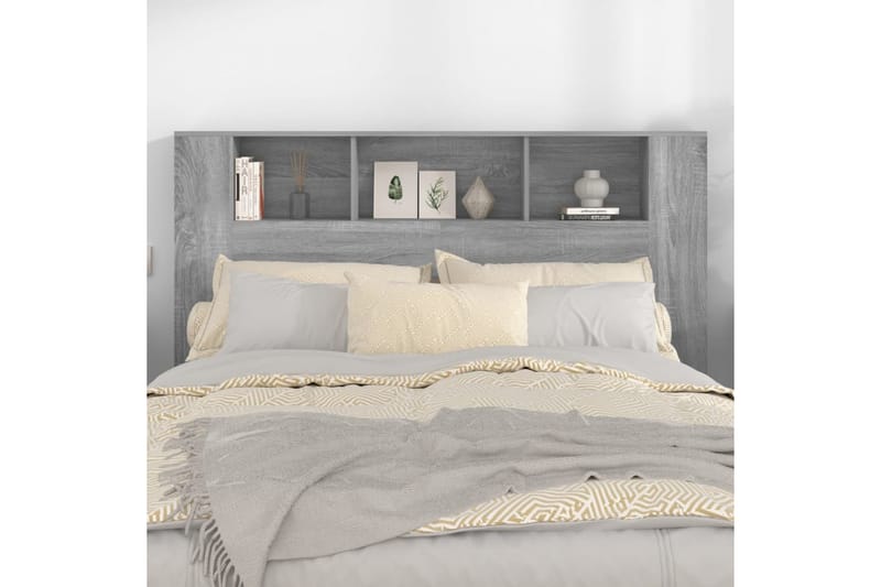 beBasic Sänggavel med förvaring grå sonoma 160x18,5x104,5 cm - Grey - Sänggavel