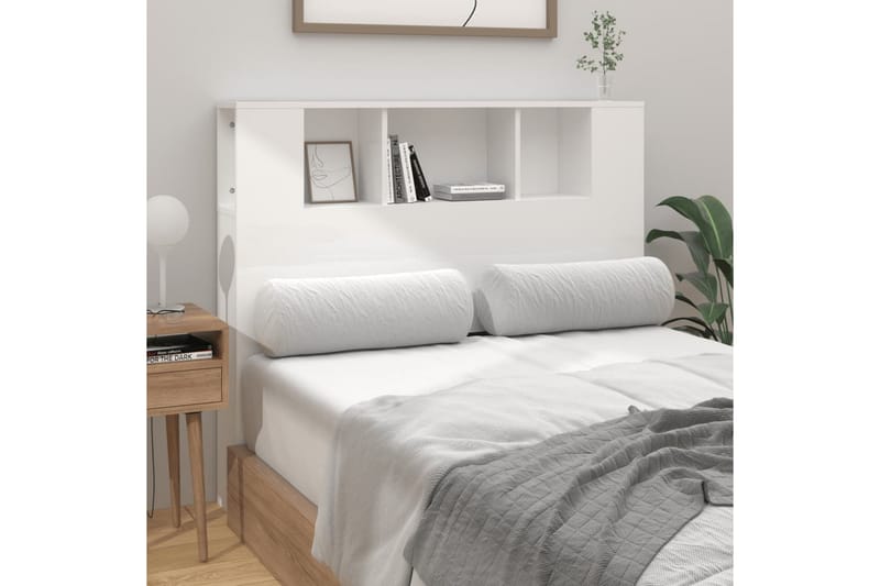beBasic Sänggavel med förvaring vit högglans 120x18,5x104,5 cm - White - Sänggavel