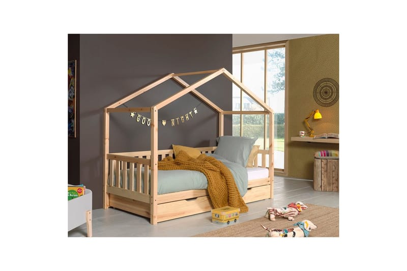 Hussäng med låda Dallas 90x200 cm Naturlig, Med staket - Naturlig, Med staket - Möbler - Säng - Sängtillbehör & sänggavel - Sängförvaring