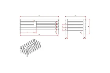 Juniorsäng med skyddsräcken och låda Peuterbed Grå - Grå - Möbler - Säng - Sängtillbehör & sänggavel - Sängförvaring