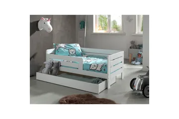 Juniorsäng med skyddsräcken och låda Peuterbed Vit - Vit - Möbler - Säng - Sängtillbehör & sänggavel - Sängförvaring