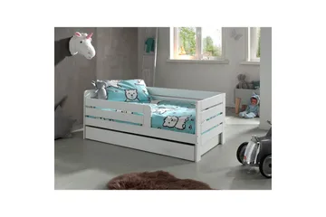 Juniorsäng med skyddsräcken och låda Peuterbed Vit - Vit - Möbler - Säng - Sängtillbehör & sänggavel - Sängförvaring