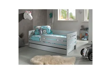 Juniorsäng med skyddsräcken och låda Peuterbed Grå - Grå - Möbler - Säng - Sängtillbehör & sänggavel - Sängförvaring