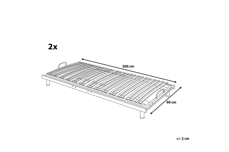 Ribbotten Tomar Manuellt Justerbar 180x200 cm - Silver - Ribbotten