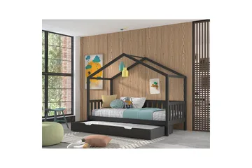 Säng med låda och staket Dallas 90x200 cm Antracit - Antracit - Möbler - Säng - Sängtillbehör & sänggavel - Sängförvaring