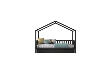 Säng med låda och staket Dallas 90x200 cm Antracit - Antracit - Möbler - Säng - Sängtillbehör & sänggavel - Sängförvaring