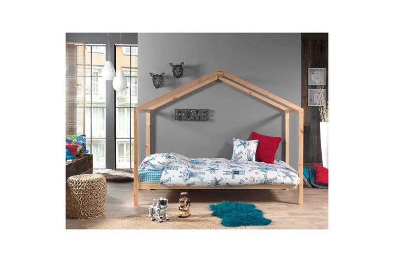 Säng utan staket och en textilsatslåda Dallas 90x200 cm Naturlig - Naturlig - Möbler - Säng - Sängtillbehör & sänggavel - Sängförvaring