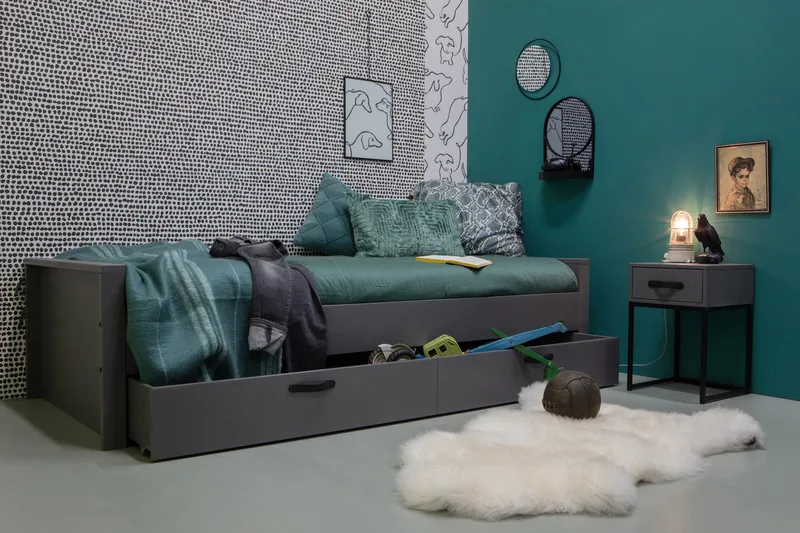 Kahe Sänglåda 92x198 cm - Grå/Svart - Möbler - Säng - Sängtillbehör & sänggavel - Sängförvaring