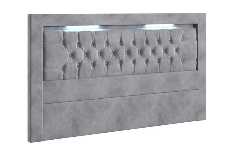Arona Sänggavel 160 cm med Belysning Sammet, Grå