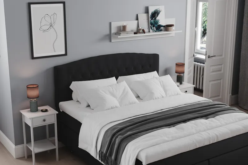 Belda Sänggavel 180 cm Svängd - Svart - Möbler - Säng - Sängtillbehör & sänggavel - Sänggavel