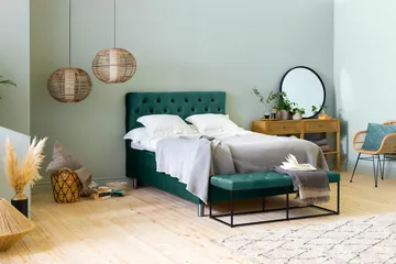 Ella Sänggavel 120 cm Djuphäftad - Grön/Sammet - Möbler - Säng - Sängtillbehör & sänggavel - Sänggavel