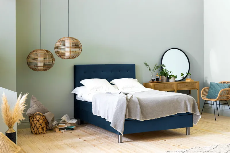 Ella Sänggavel 120 cm Knappar - Blå/Sammet - Möbler - Säng - Sängtillbehör & sänggavel - Sänggavel