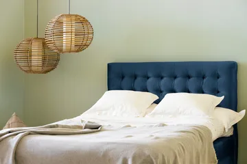 Ella Sänggavel 120 cm Rutig - Blå/Sammet - Möbler - Säng - Sängtillbehör & sänggavel - Sänggavel