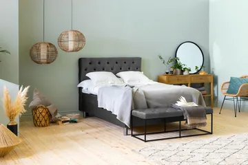 Ella Sänggavel 140 cm Djuphäftad - Mellangrå/Sammet - Möbler - Säng - Sängtillbehör & sänggavel - Sänggavel