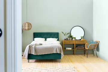 Ella Sänggavel 140 cm Knappar - Grön/Sammet - Möbler - Säng - Sängtillbehör & sänggavel - Sänggavel