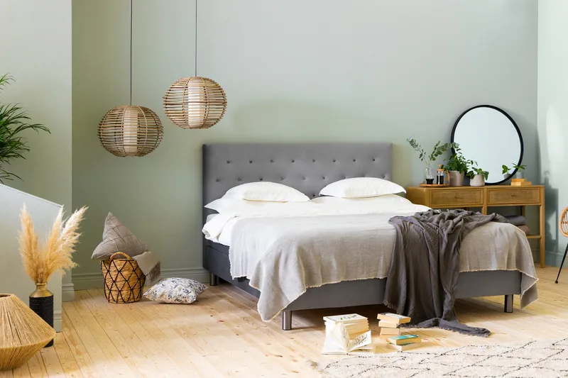 Ella Sänggavel 160 cm Knappar - Grå/Sammet - Möbler - Säng - Sängtillbehör & sänggavel - Sänggavel