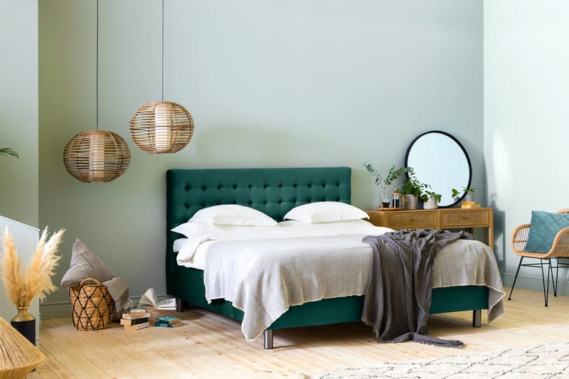 Ella Sänggavel 160 cm Rutig - Grön/Sammet - Möbler - Säng - Sängtillbehör & sänggavel - Sänggavel