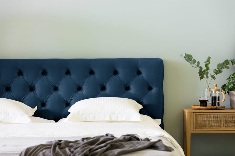 Ella Sänggavel 180 cm Djuphäftad - Blå/Sammet - Möbler - Säng - Sängtillbehör & sänggavel - Sänggavel