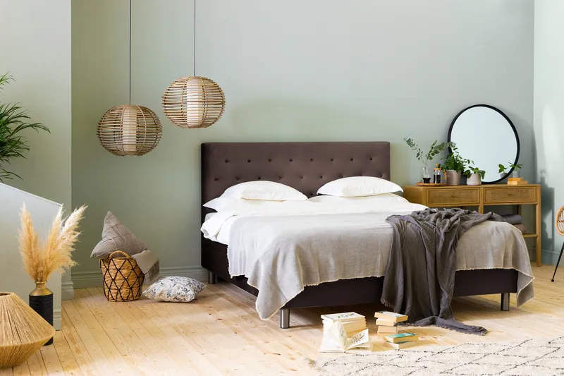 Ella Sänggavel 180 cm Knappar - Brun/Sammet - Möbler - Säng - Sängtillbehör & sänggavel - Sänggavel