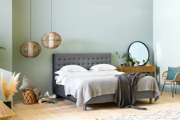 Ella Sänggavel 180 cm Rutig - Grå/Sammet - Möbler - Säng - Sängtillbehör & sänggavel - Sänggavel