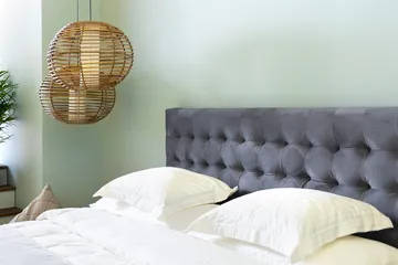 Ella Sänggavel 180 cm Rutig - Grå/Sammet - Möbler - Säng - Sängtillbehör & sänggavel - Sänggavel