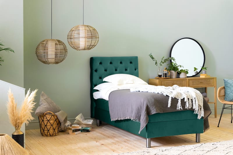 Ella Sänggavel 90 cm Djuphäftad - Grön/Sammet - Möbler - Säng - Sängtillbehör & sänggavel - Sänggavel