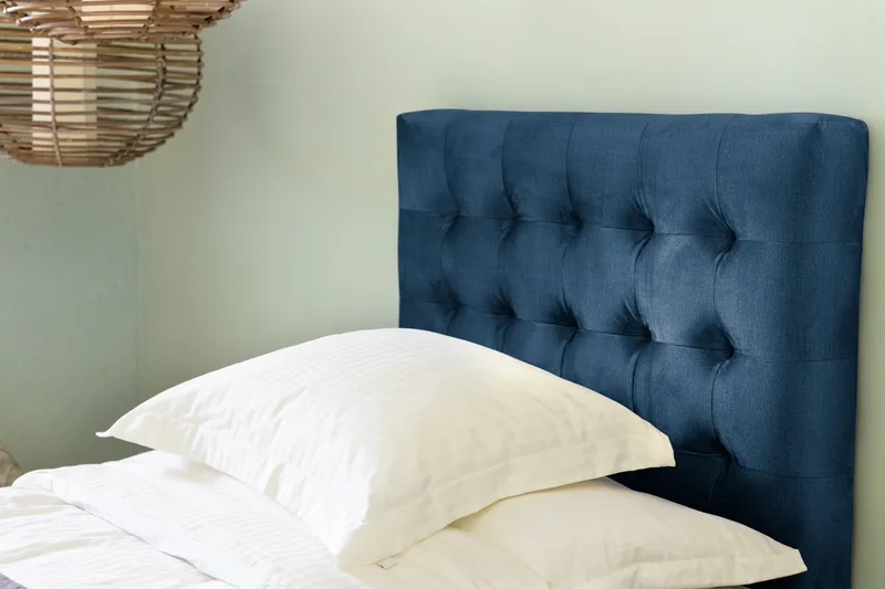 Ella Sänggavel 90 cm Rutig - Blå/Sammet - Möbler - Säng - Sängtillbehör & sänggavel - Sänggavel