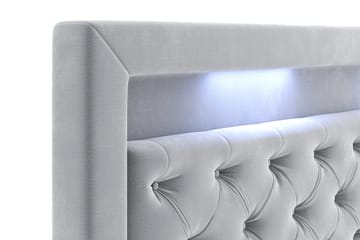 Hilton Velvet LED Gavel 200 - Ljusgrå - Möbler - Säng - Sängtillbehör & sänggavel - Sänggavel