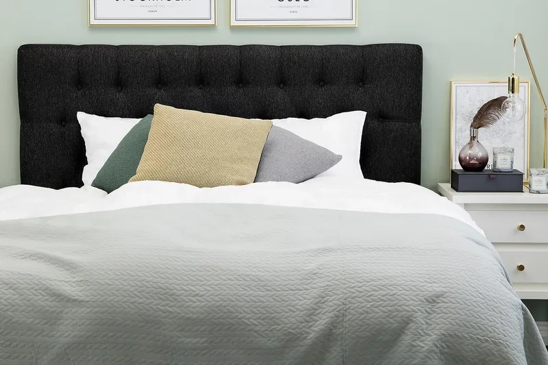 Lucky Diamant Sänggavel 160 cm - Svart/Grå - Möbler - Säng - Sängtillbehör & sänggavel - Sänggavel