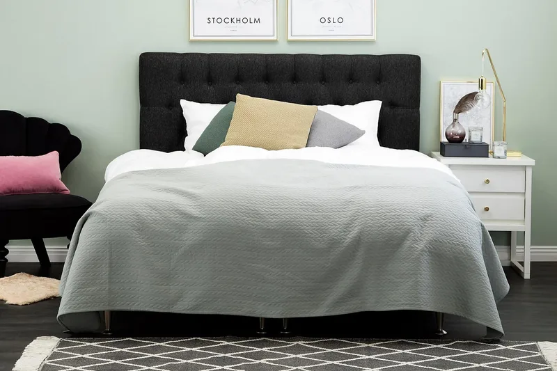 Lucky Diamant Sänggavel 160 cm - Svart/Grå - Möbler - Säng - Sängtillbehör & sänggavel - Sänggavel