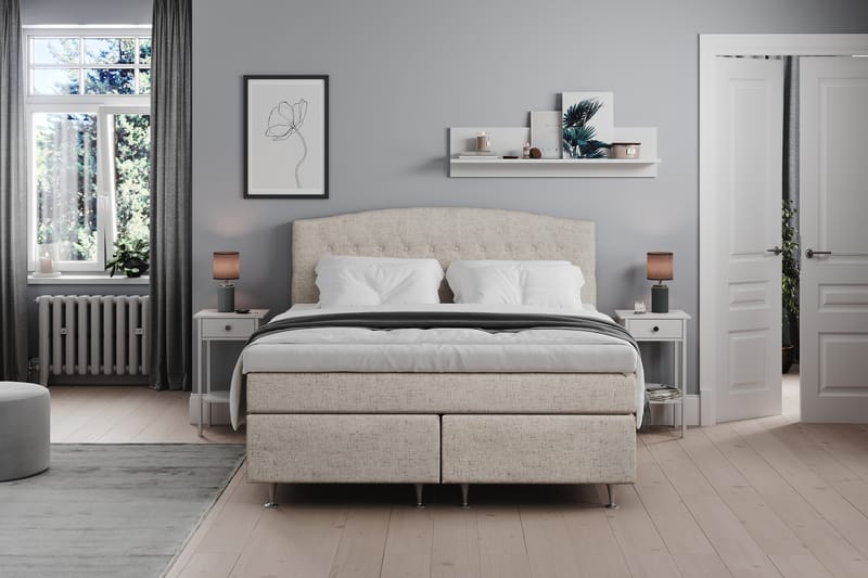 Sänggavel Abelie 160 cm Svängd - Beige - Sänggavel