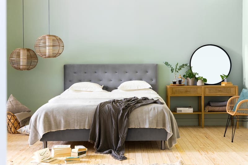 Sänggavel Rebeca 160 cm Button - Grå - Möbler - Säng - Sängtillbehör & sänggavel - Sänggavel