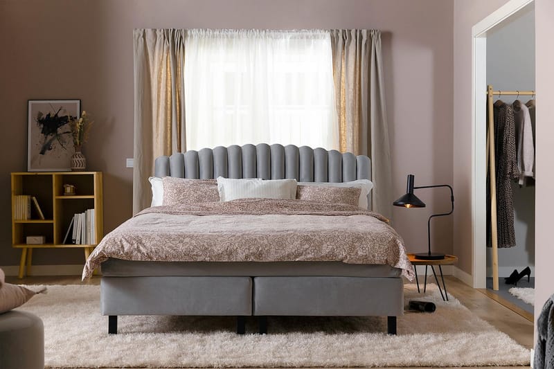 Sänggavel Zehner 120 cm - Ljusgrå|Sammet - Sänggavel