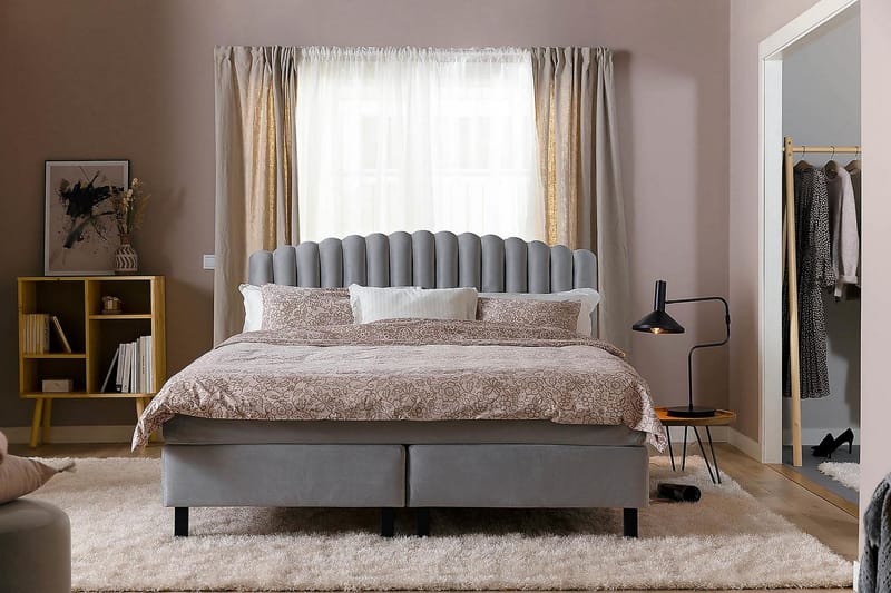 Sänggavel Zehner 140 cm - Ljusgrå|Sammet - Sänggavel