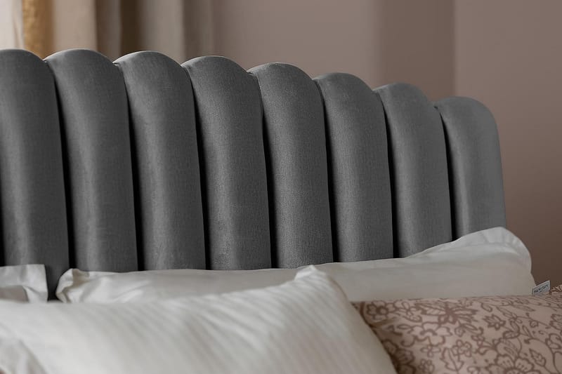 Sänggavel Zehner 140 cm - Mörkgrå|Sammet - Sänggavel