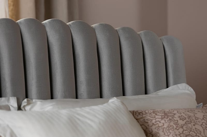 Sänggavel Zehner 180 cm - Ljusgrå|Sammet - Sänggavel