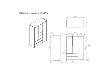 Spjälsäng med Byrå Bytesskiva garderob Bokhylla Kiddy 3-dörrars - 3-dörrars - Möbler - Säng - Sängtillbehör & sänggavel - Sängförvaring
