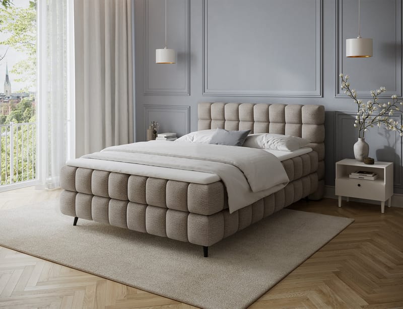 Sabeno Sängpaket Bubblig Kontinentalsäng med förvaring 140x200 cm - svart - Möbler - Säng - Kontinentalsäng