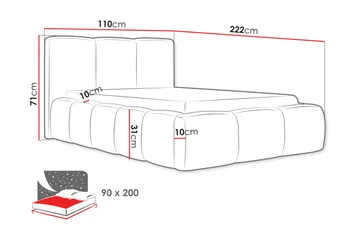 Salvenor Sängram med Förvaring 90x200 cm - Beige - Möbler - Säng - Sängram & sängstomme