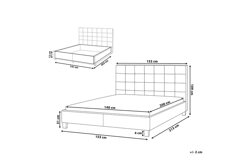 Sandrick Dubbelsäng med Förvaring 140x200 - Grå - Möbler - Säng - Säng med förvaring