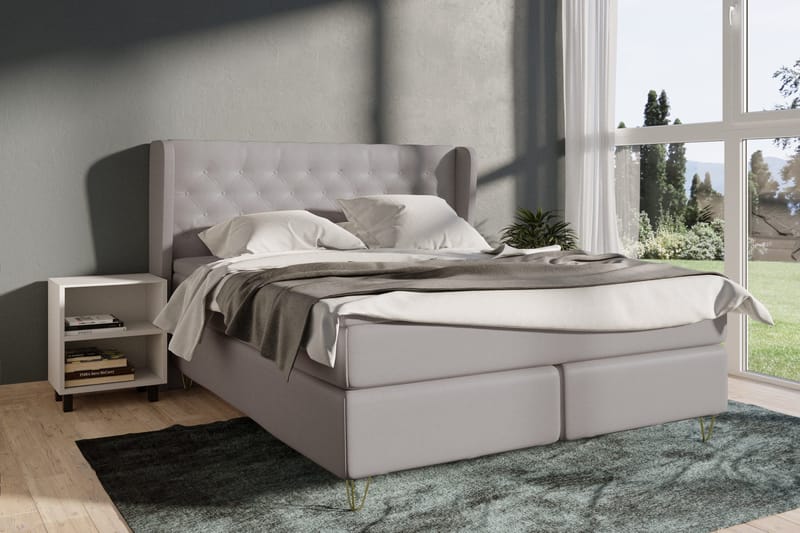 Select No 4 Komplett Sängpaket 180x200 Fast - Ljusgrå/Metall V-form - Möbler - Säng - Kontinentalsäng