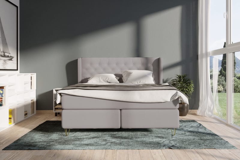 Select No 4 Komplett Sängpaket 180x200 Fast - Ljusgrå/Metall V-form - Möbler - Säng - Kontinentalsäng