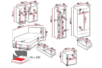 Sigmana Möbelset För Sovrum - Ljusgrå/Beige - Möbler - Säng - Möbelset för sovrum