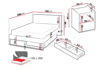 Sigmana Möbelset För Sovrum - Ljusgrå/Beige - Möbler - Säng - Möbelset för sovrum